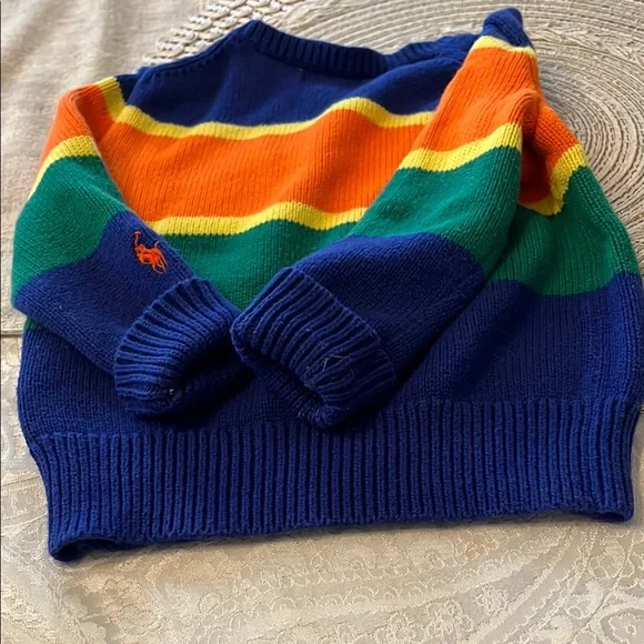 Polo by Ralph Lauren Blue and Orange Knit Sweater Cotton Size 18mos. EUC! - Picture 4 of 5